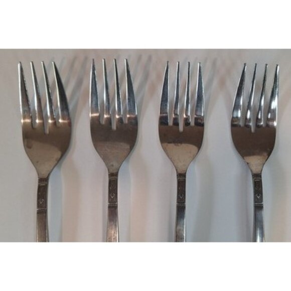 OXH69 Oxford Hall Fleur De Lis Japan Salad Fork Lot 4 Flatware - Picture 4 of 11